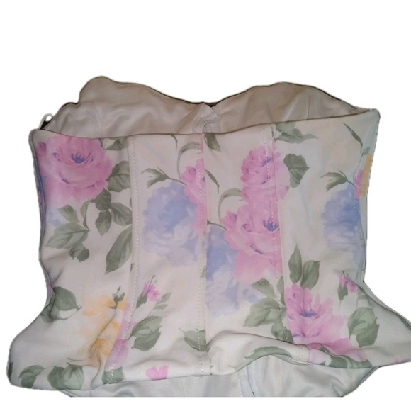 Zara Corset Top Sz S Romantic Pink Purple Green Floral Strapless‎ Regencycore - Picture 2 of 4